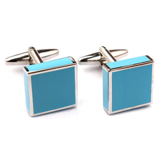 Blue Square Cufflink Double Front Side