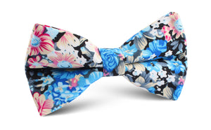 Blue Water Lilies Floral Bow Tie
