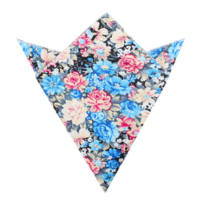 Blue Water Lilies Floral Pocket Square