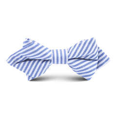 Blue and White Chalk Stripe Cotton Kids Diamond Bow Tie