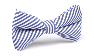 Blue and White Chalk Stripes Cotton Bow Tie