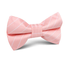 Blush Pink Herringbone Pinstripe Kids Bow Tie
