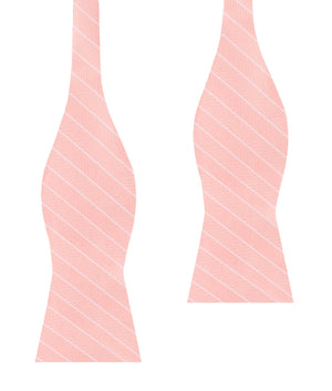Blush Pink Herringbone Pinstripe Self Bow Tie