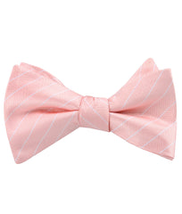 Blush Pink Herringbone Pinstripe Self Tied Bow Tie