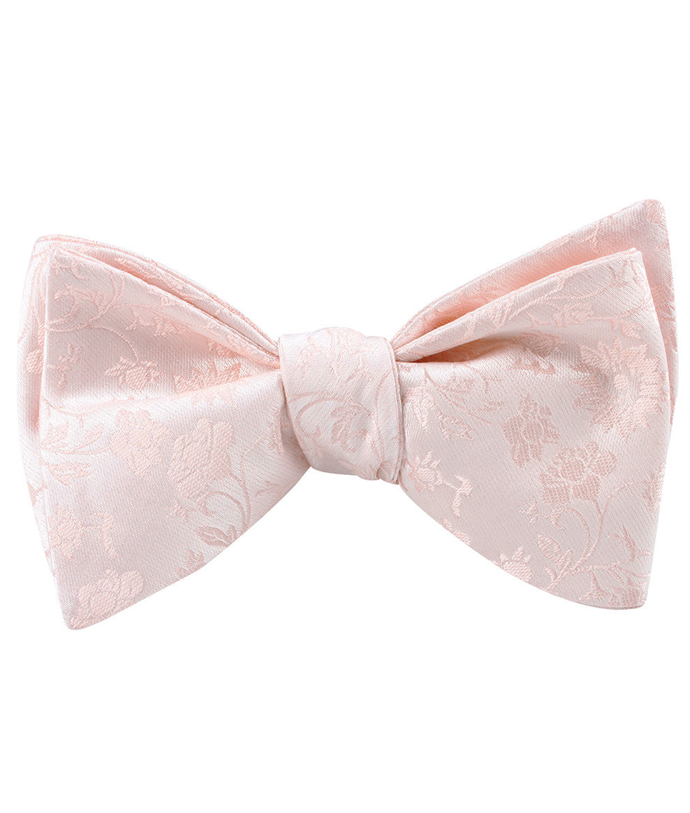 Blush Pink Rose Floral Self Tied Bow Tie