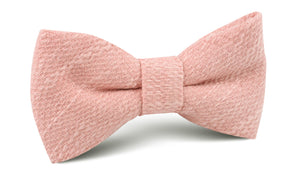 Blush Flamingo Pink Linen Bow Tie