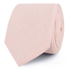 Blush Petal Pink Linen Skinny Ties