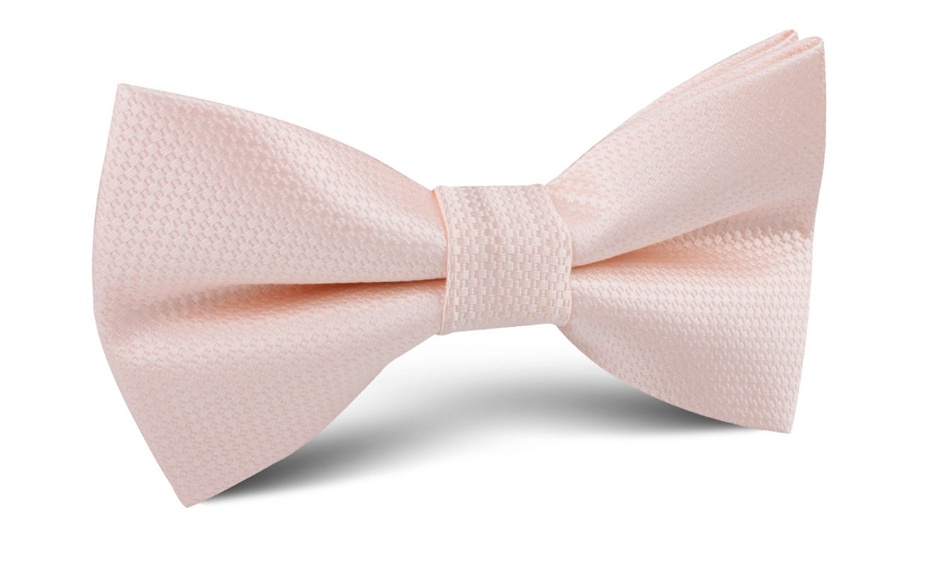 Blush Pink Basket Weave Bow Tie