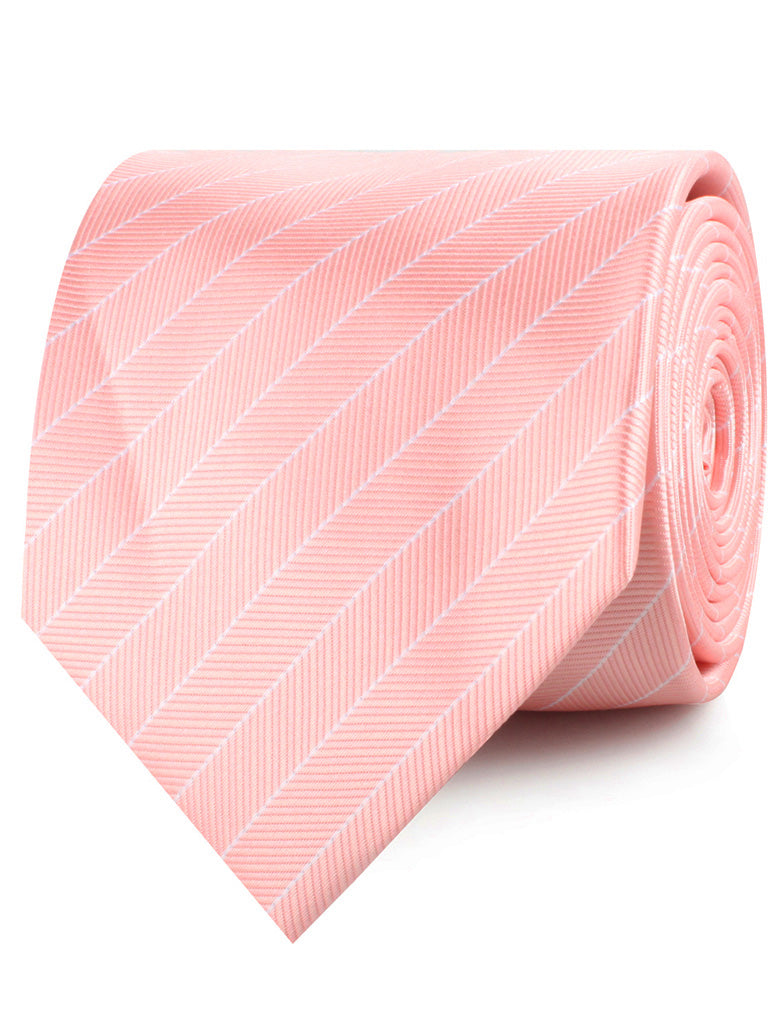 Blush Pink Herringbone Pinstripe Neckties