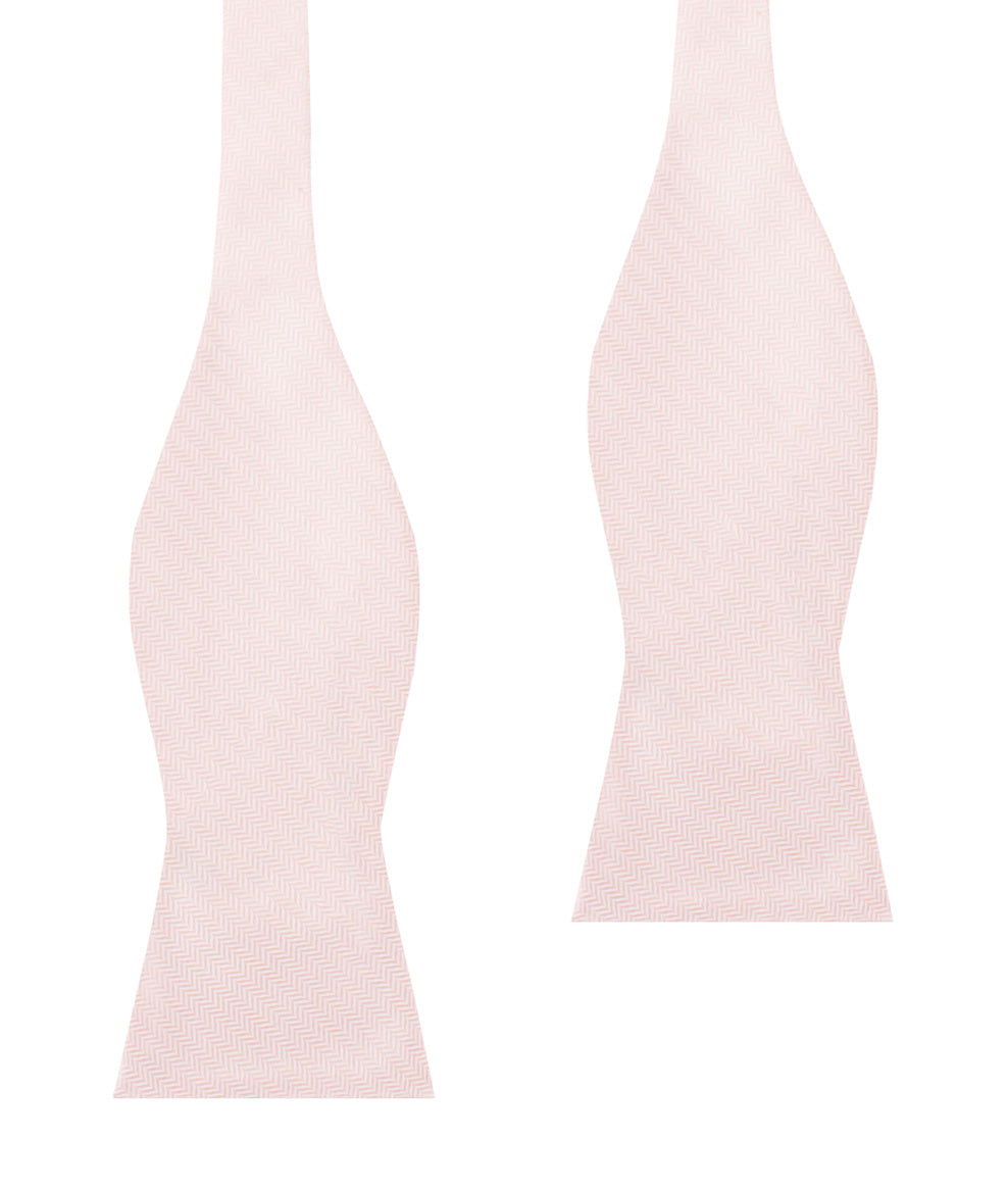 Blush Pink Herringbone Self Bow Tie