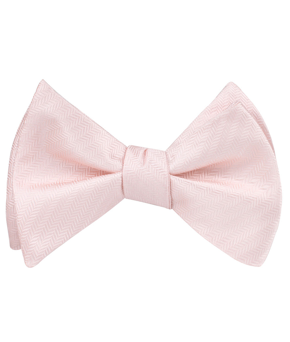 Blush Pink Herringbone Self Tie Bow Tie