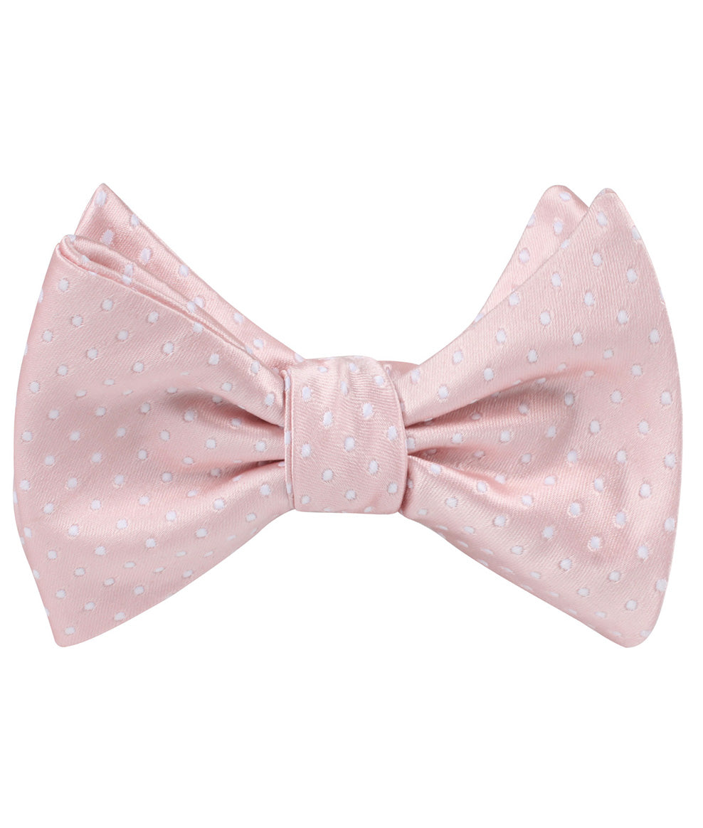 Blush Pink Mini Polka Dots Self Tie Bow Tie