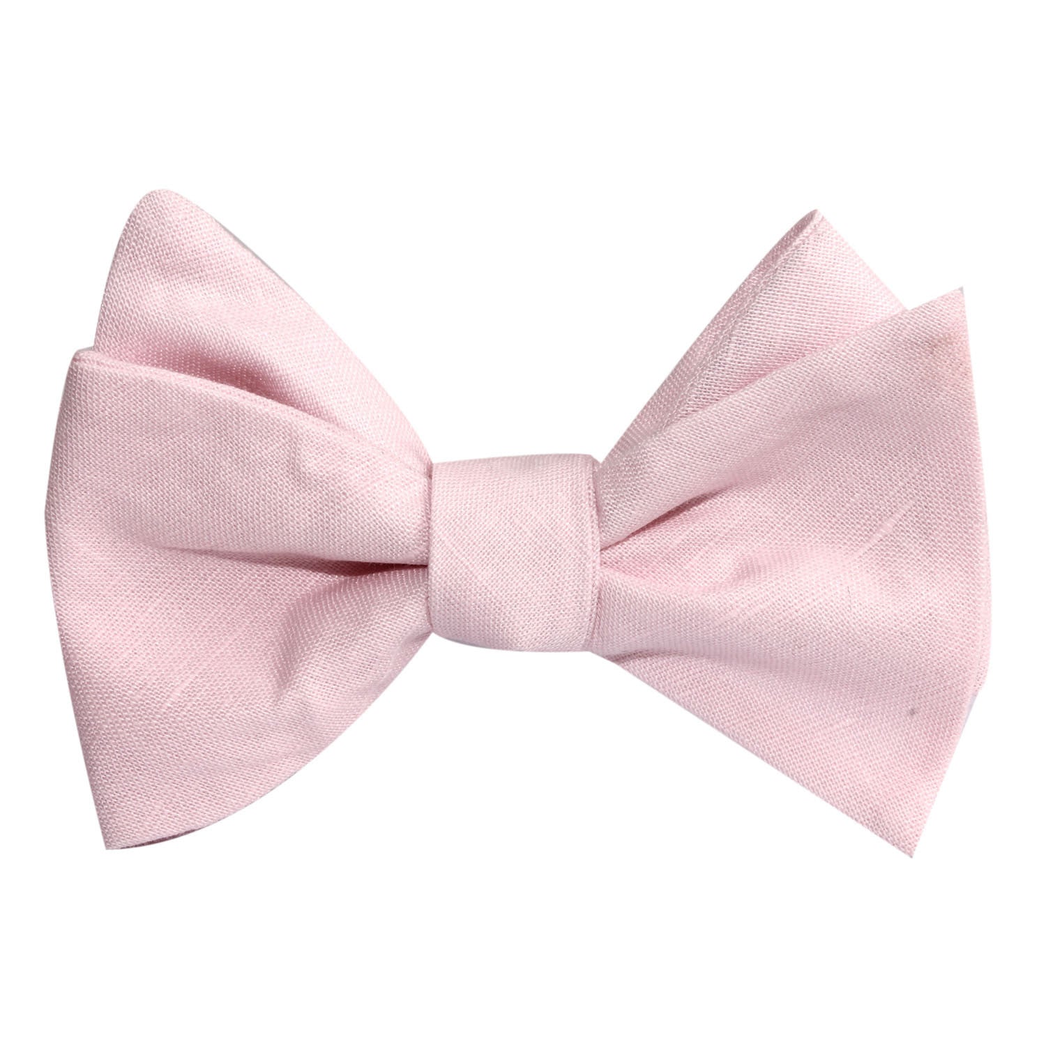 Blush Pink Slub Linen Self Tie Bow Tie 1