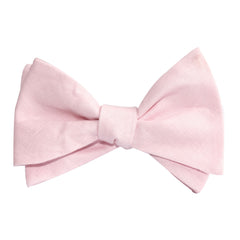 Blush Pink Slub Linen Self Tie Bow Tie 3