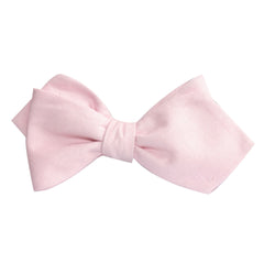 Blush Pink Slub Linen Self Tie Diamond Tip Bow Tie 1