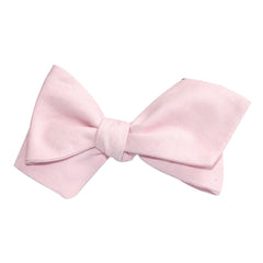 Blush Pink Slub Linen Self Tie Diamond Tip Bow Tie 3