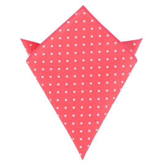 Bright Pink with White Polka Dots Cotton Pocket Square