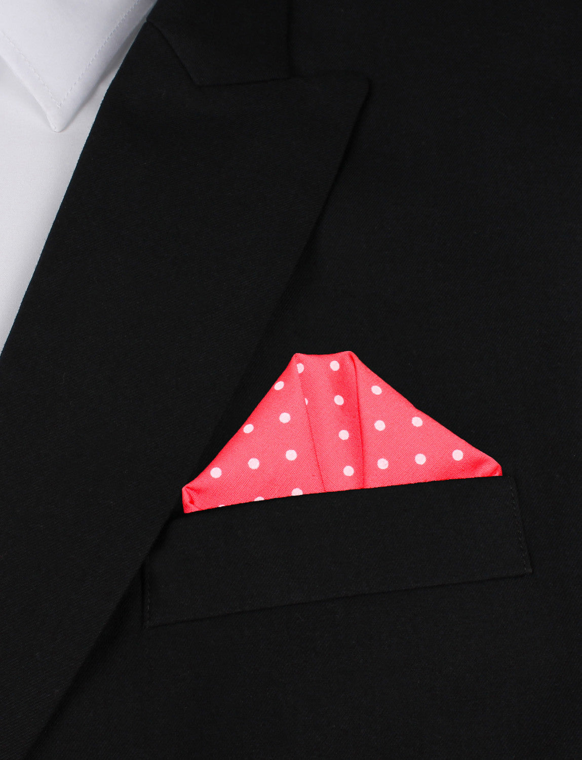 Bright Pink with White Polka Dots Cotton Winged Puff Pocket Square Fold