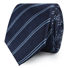 Brooklyn Navy Blue Striped Skinny Ties