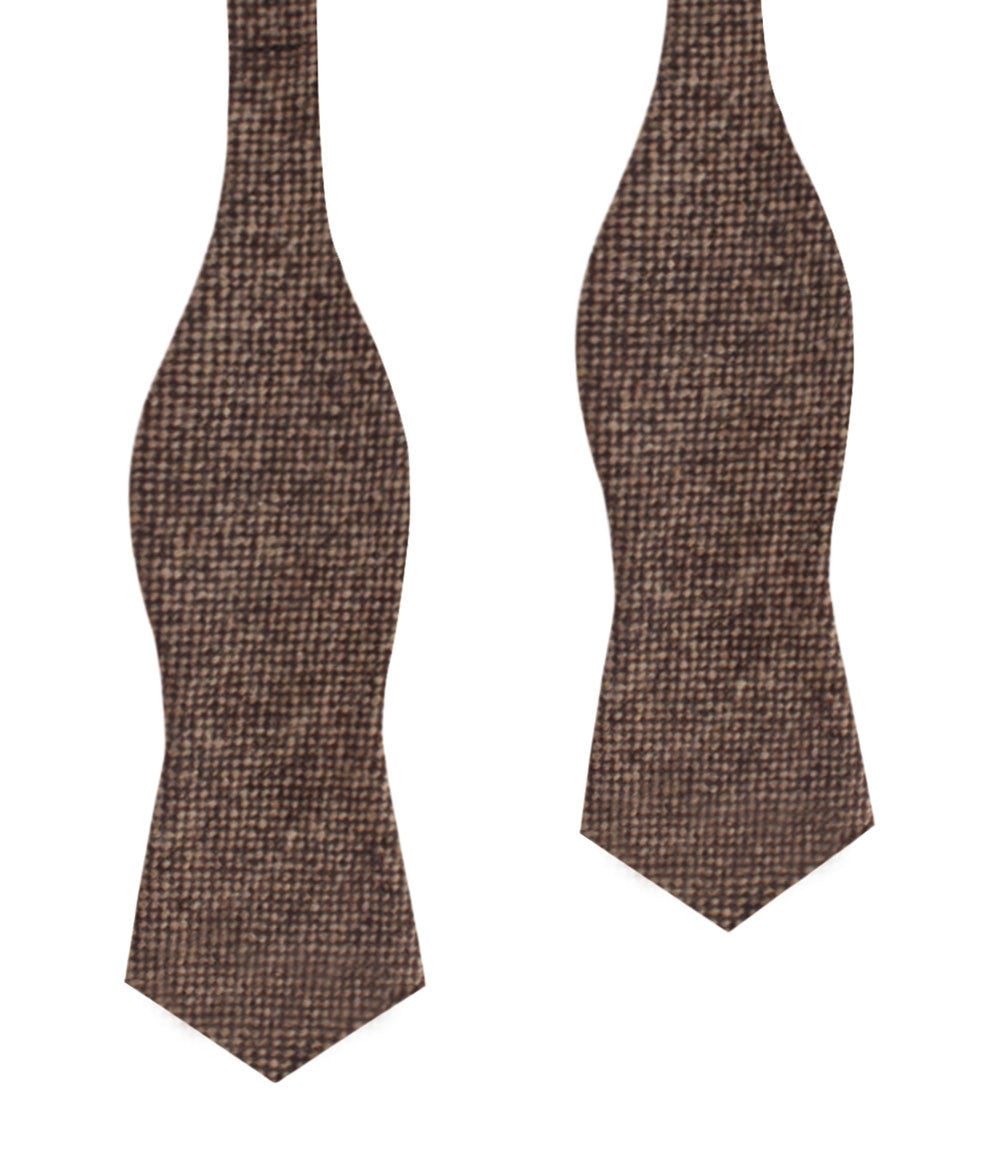 Brown Caramel English Wool Diamond Self Bow Tie