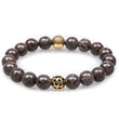 Brown Charcoal Rutile Golden Age Skull Mens Bracelet