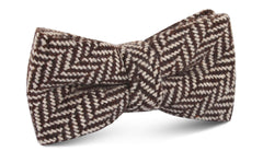 Brown Chevron Wool Bow Tie
