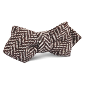 Brown Chevron Wool Diamond Bow Tie