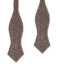Brown Chevron Wool Diamond Self Bow Tie