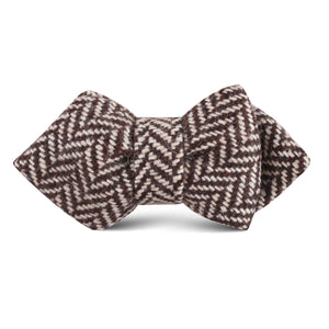 Brown Chevron Wool Kids Diamond Bow Tie