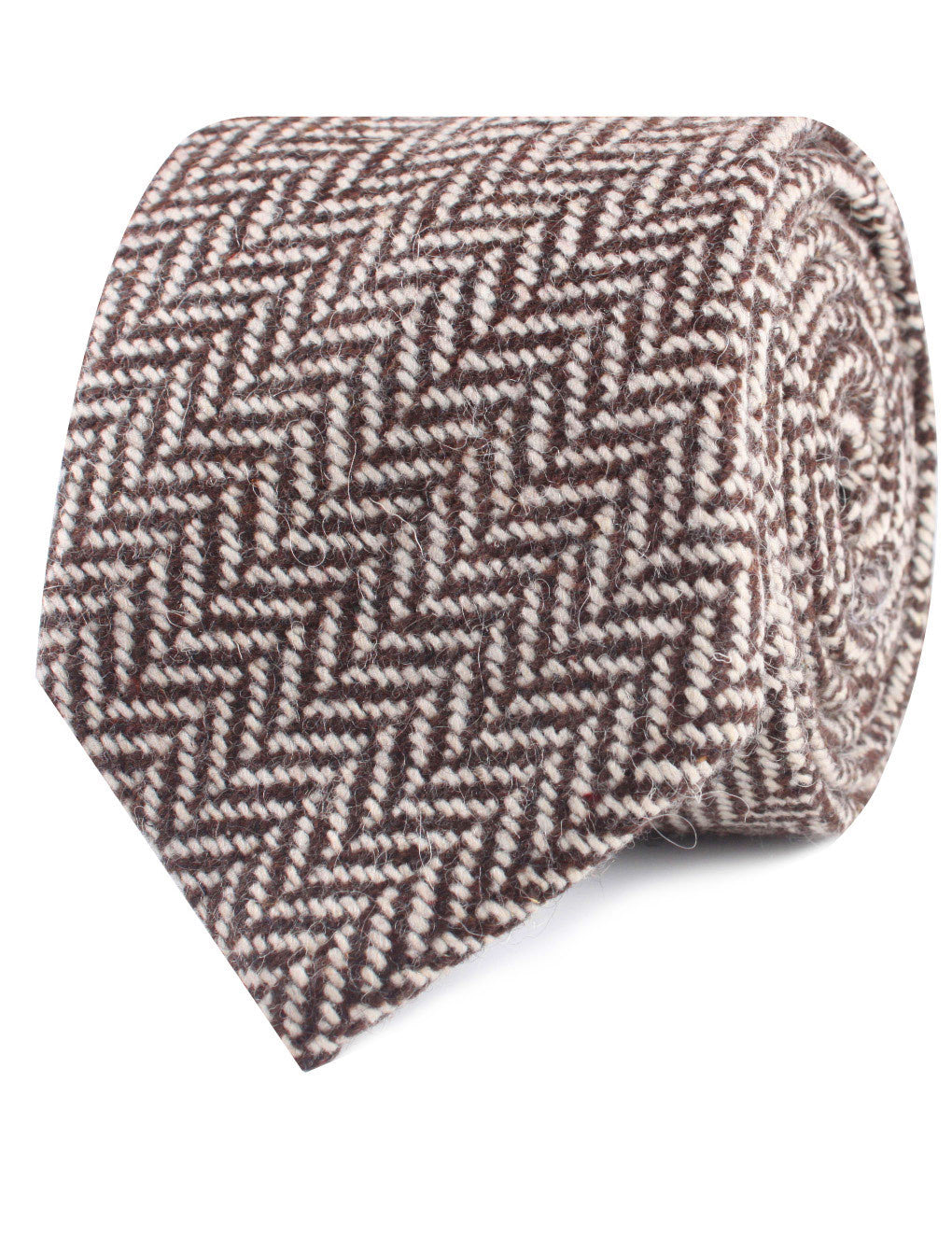 Brown Chevron Wool Necktie