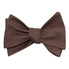 Brown Cotton Self Tie Bow Tie