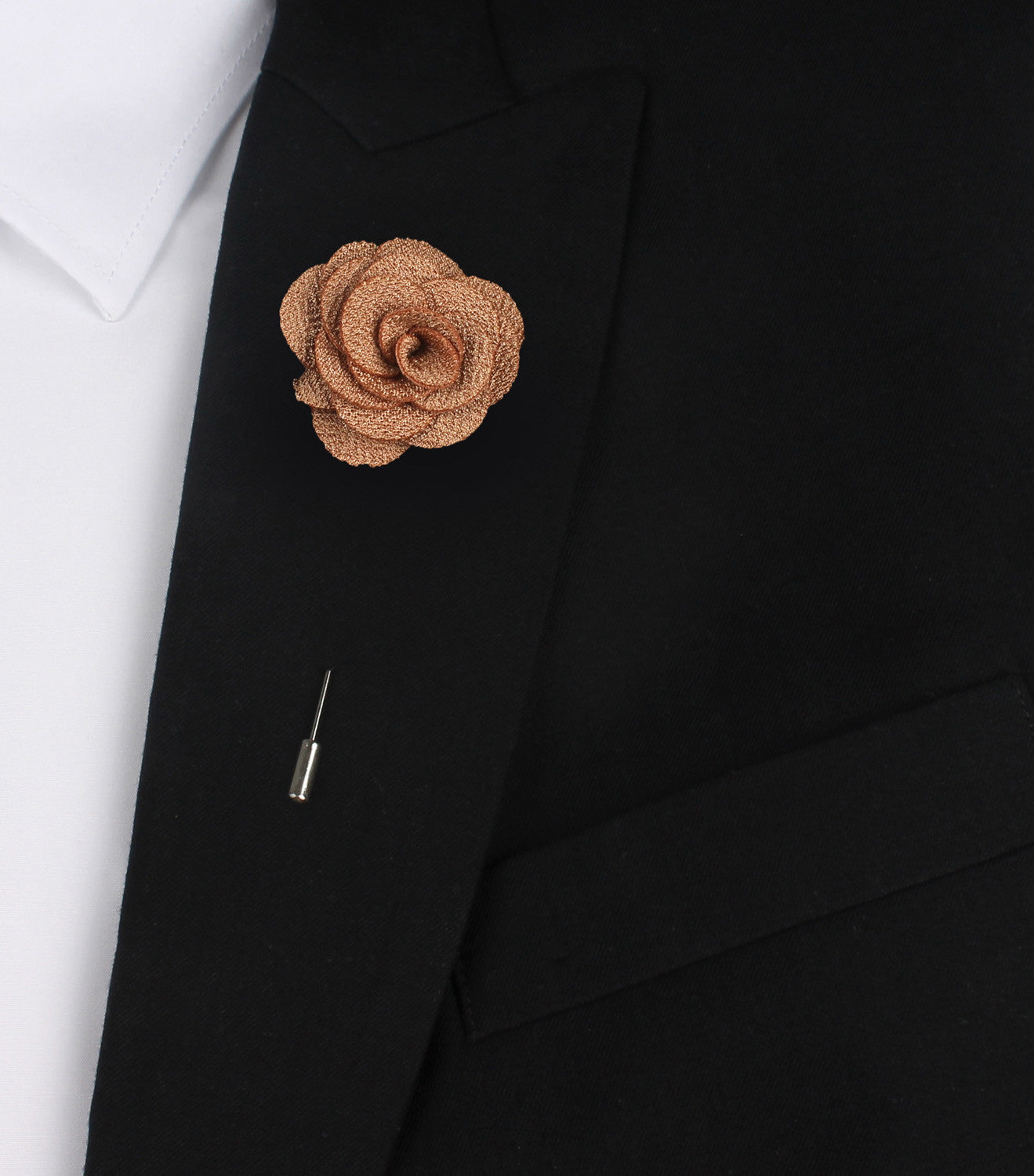 Brew Brown Lapel Flower | Mens Wedding Boutonniere Pin | Suit Pins | OTAA