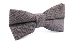 Brown Herringbone Linen Bow Tie