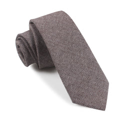 Brown Herringbone Linen Skinny Tie