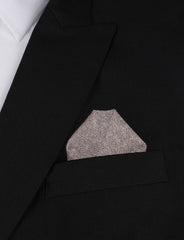 Brown Herringbone Linen Winged Puff Pocket Square Fold