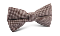 Brown Houndstooth Linen Bow Tie