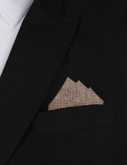 Brown Houndstooth Linen Oxygen Three Point Pocket Square Fold