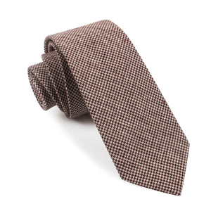 Brown Houndstooth Linen Skinny Tie