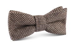 Brown Karakul Houndstooth Wool Bow Tie