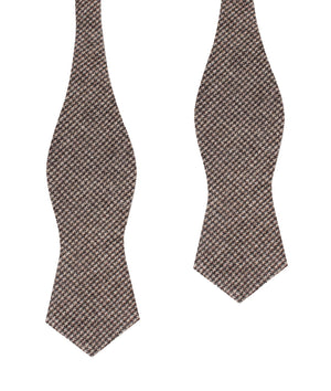 Brown Karakul Houndstooth Wool Diamond Self Bow Tie