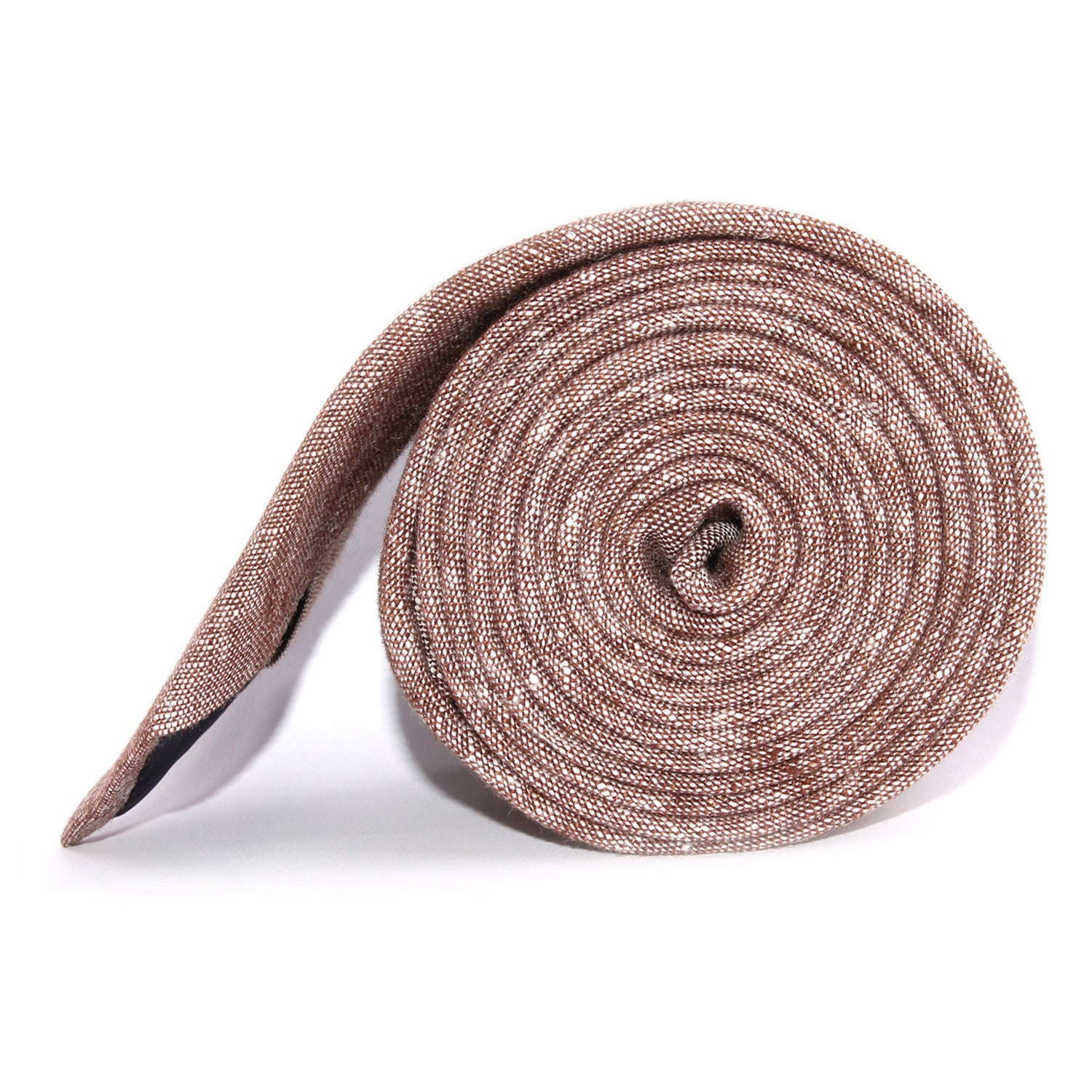 Brown Linen Chambray Necktie Side roll