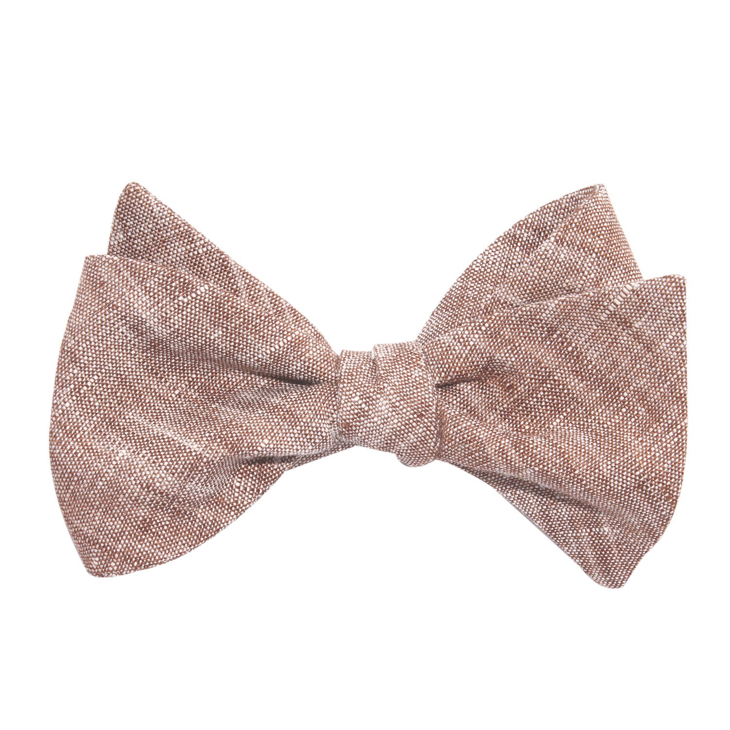 Brown Linen Chambray Self Tie Bow Tie 1