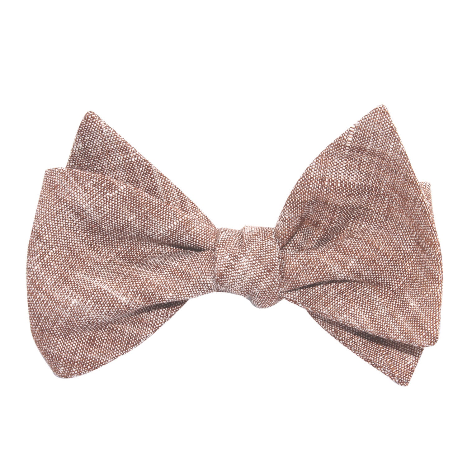 Brown Linen Chambray Self Tie Bow Tie 2