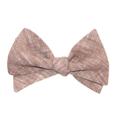 Brown Linen Chambray Self Tie Bow Tie 3
