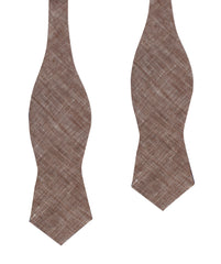 Brown Linen Chambray Self Tie Diamond Bow Tie