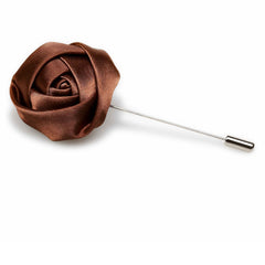 Brown Satin Rose Lapel Pin