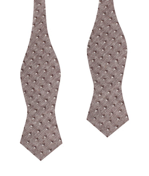 Inception Brown Linen Diamond Self Bow Tie