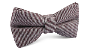 Brown & White Twill Stripe Linen Bow Tie