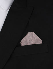 Brown & White Twill Stripe Linen Winged Puff Pocket Square Fold