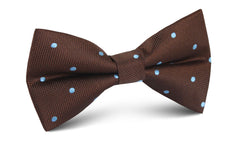 Brown on Blue Polkadot Bow Tie